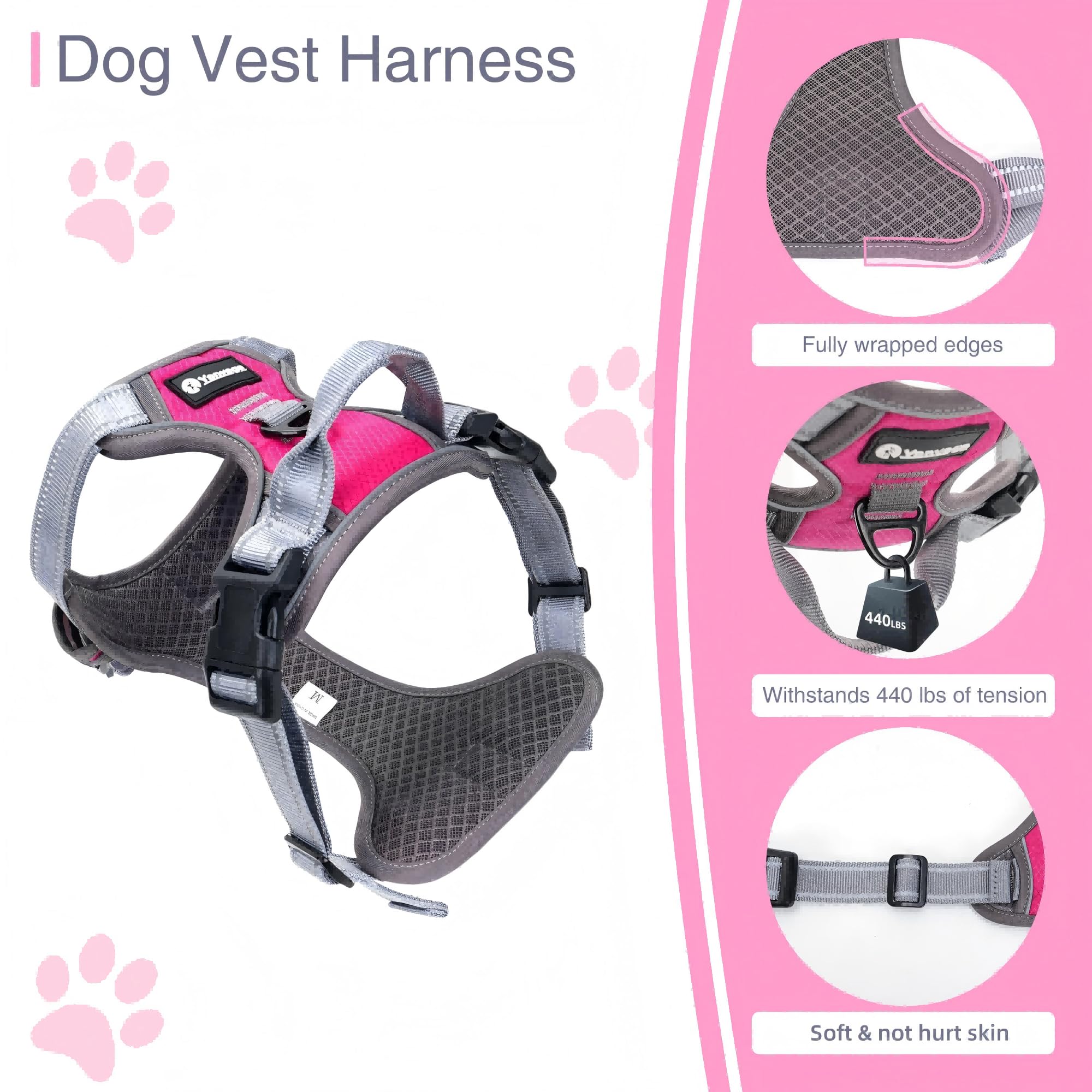 Dog Harness For Large Dogs Breathable Dog Harness And Leash Set, Soft Dog Vest Harness Reflective Puppy Harness No Pull With Han